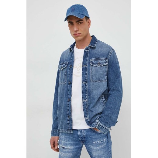 Pepe Jeans kurtka jeansowa Luka Stencil męska kolor niebieski przejściowa PM402886 ze sklepu ANSWEAR.com w kategorii Kurtki męskie - zdjęcie 167928082
