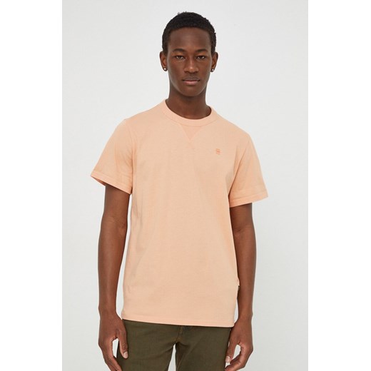 G-Star Raw t-shirt bawełniany męski kolor pomarańczowy gładki ze sklepu ANSWEAR.com w kategorii T-shirty męskie - zdjęcie 167928760