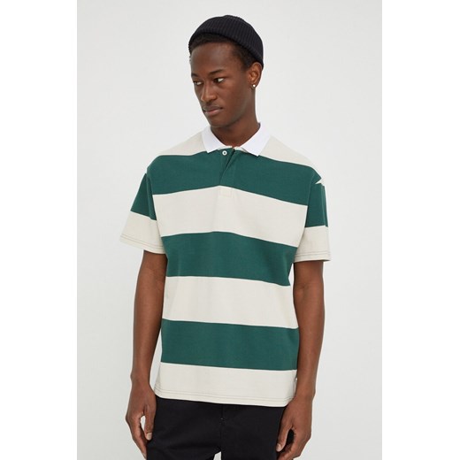 Solid polo bawełniane kolor zielony wzorzysty ze sklepu ANSWEAR.com w kategorii T-shirty męskie - zdjęcie 167928951