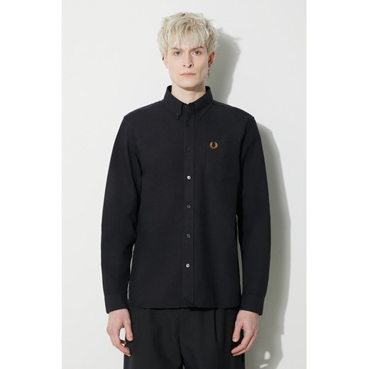 Fred Perry koszula bawełniana męska kolor czarny regular M5516.R88 ze sklepu PRM w kategorii Koszule męskie - zdjęcie 167930073