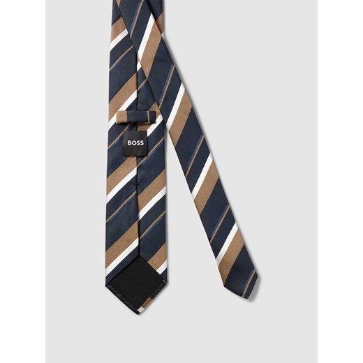 Krawat jedwabny ze wzorem w paski One Size Peek&Cloppenburg 