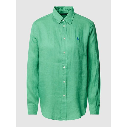 Bluzka o normalnym kroju z listwą guzikową i aplikacją z logo ze sklepu Peek&Cloppenburg  w kategorii Koszule damskie - zdjęcie 167932601