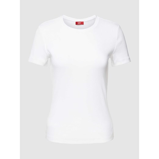 T-shirt z prążkowanym okrągłym dekoltem ze sklepu Peek&Cloppenburg  w kategorii Bluzki damskie - zdjęcie 167935163