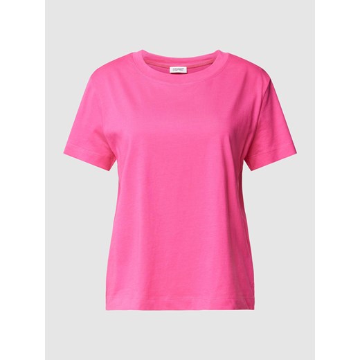 T-shirt z prążkowanym okrągłym dekoltem ze sklepu Peek&Cloppenburg  w kategorii Bluzki damskie - zdjęcie 167935441