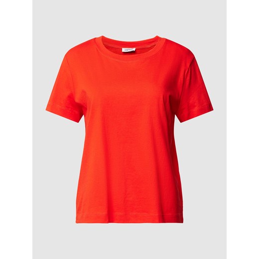 T-shirt z prążkowanym okrągłym dekoltem ze sklepu Peek&Cloppenburg  w kategorii Bluzki damskie - zdjęcie 167935761
