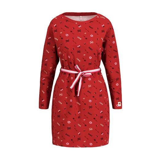 Sukienka Blutsgeschwister czerwona mini bawełniana z okrągłym dekoltem na wiosnę 