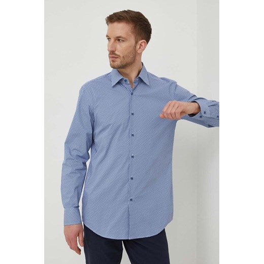 BOSS koszula męska kolor niebieski slim z kołnierzykiem klasycznym 50478620 ze sklepu ANSWEAR.com w kategorii Koszule męskie - zdjęcie 167939393