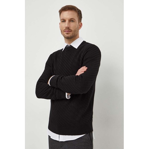 BOSS sweter wełniany męski kolor czarny lekki 50506035 ze sklepu ANSWEAR.com w kategorii Swetry męskie - zdjęcie 167939651