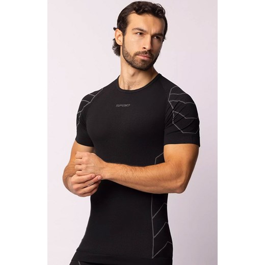 Termoaktywna koszulka męska z krótkim rękawem czarno-szara Rapid, Kolor czarno-szary, Rozmiar L, Spaio ze sklepu Primodo w kategorii Bielizna termoaktywna męska - zdjęcie 167942781