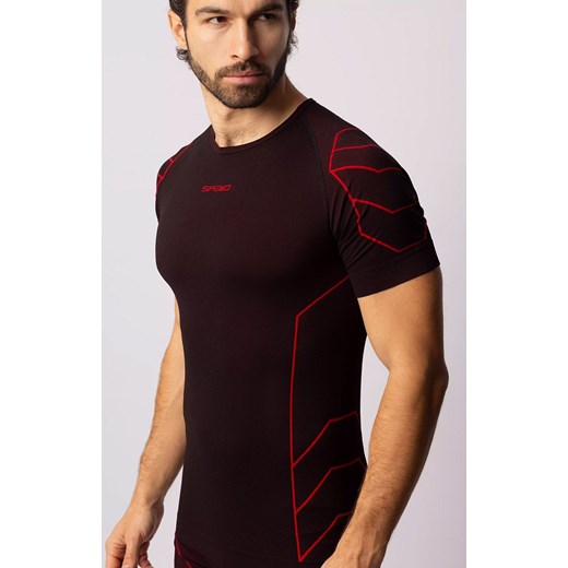 Termoaktywna koszulka męska z krótkim rękawem czarno-czerwona Rapid, Kolor czarno-czerwony, Rozmiar L, Spaio ze sklepu Primodo w kategorii T-shirty męskie - zdjęcie 167942784