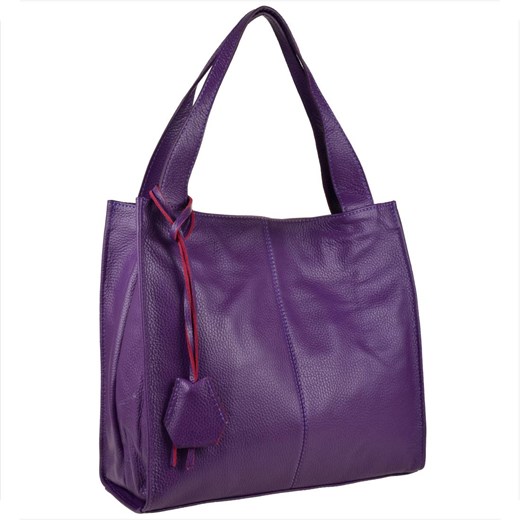 Duża torebka włoska shopper bag skóra naturalna fiolet ze sklepu melon.pl w kategorii Torby Shopper bag - zdjęcie 167946653