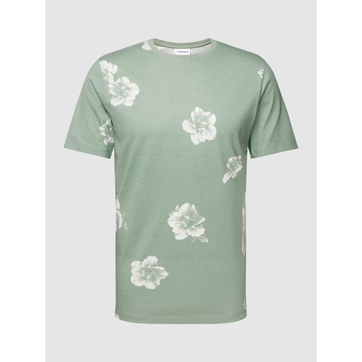T-shirt z prążkowanym okrągłym dekoltem ze sklepu Peek&Cloppenburg  w kategorii T-shirty męskie - zdjęcie 167950664
