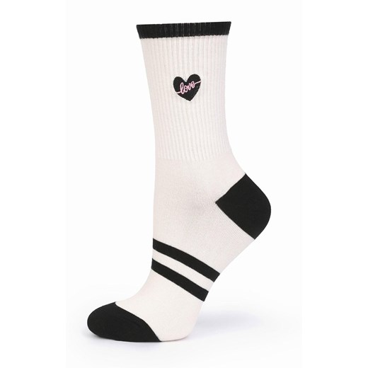 Bawełniane skarpetki damskie z sercem B50, Kolor mleczny-wzór, Rozmiar 36-40, Marilyn ze sklepu Intymna w kategorii Skarpetki damskie - zdjęcie 167951413