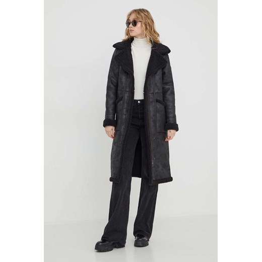 Superdry płaszcz damski kolor czarny przejściowy ze sklepu ANSWEAR.com w kategorii Płaszcze damskie - zdjęcie 167953160