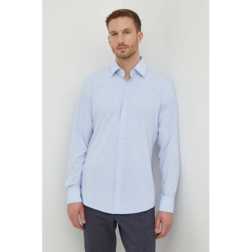 BOSS koszula męska kolor niebieski slim z kołnierzykiem klasycznym 50510395 ze sklepu ANSWEAR.com w kategorii Koszule męskie - zdjęcie 167953410
