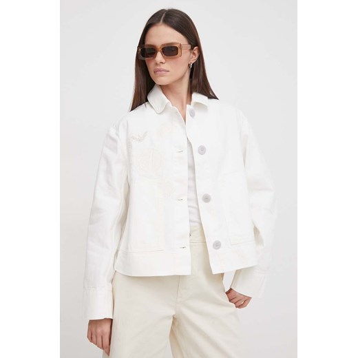 Emporio Armani kurtka jeansowa damska kolor biały przejściowa 3D2B75 2NY0Z ze sklepu ANSWEAR.com w kategorii Kurtki damskie - zdjęcie 167953614