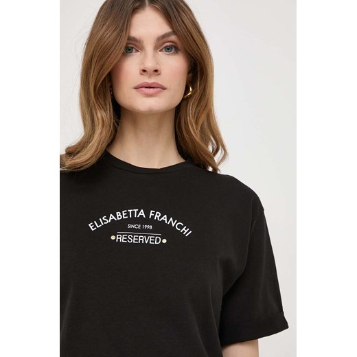 Elisabetta Franchi t-shirt bawełniany damski kolor czarny Elisabetta Franchi 34 ANSWEAR.com