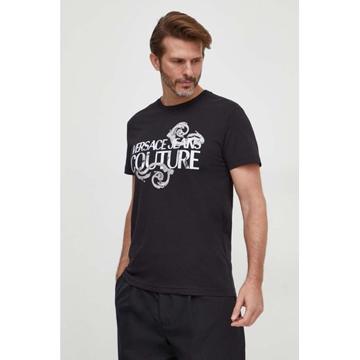 Versace Jeans Couture t-shirt bawełniany męski kolor czarny z nadrukiem 76GAHG00 CJ00G ze sklepu ANSWEAR.com w kategorii T-shirty męskie - zdjęcie 167954630