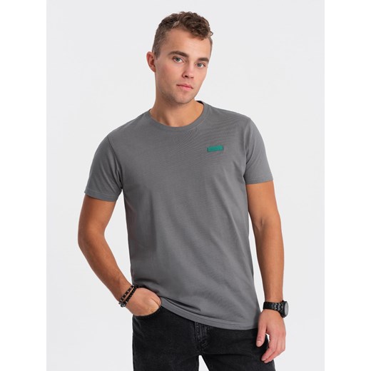 T-shirt męski bawełniany z kontrastową nitką - szary V1 OM-TSCT-0151 ze sklepu ombre w kategorii T-shirty męskie - zdjęcie 167954923