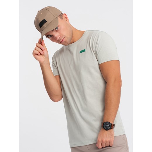 T-shirt męski bawełniany z kontrastową nitką - jasnoszary V2 OM-TSCT-0151 ze sklepu ombre w kategorii T-shirty męskie - zdjęcie 167954942