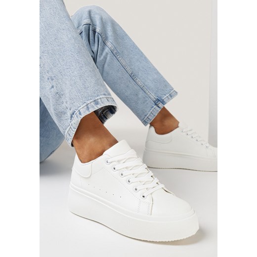 Białe Sneakersy na Platformie Spoola ze sklepu born2be.pl w kategorii Buty sportowe damskie - zdjęcie 167956583