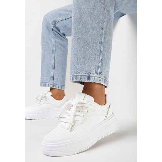 Białe Sneakersy na Grubej Podeszwie z Metalicznymi Wstawkami Atilem ze sklepu born2be.pl w kategorii Buty sportowe damskie - zdjęcie 167956730