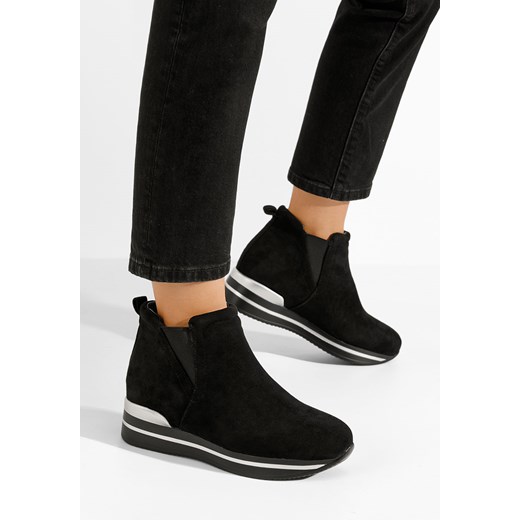 Czarne sneakersy damskie na koturnie Sanera ze sklepu Zapatos w kategorii Buty sportowe damskie - zdjęcie 167957244