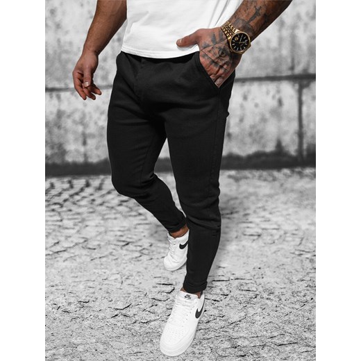 Spodnie jeansowe męskie czarne OZONEE O/PAN23049 ze sklepu ozonee.pl w kategorii Spodnie męskie - zdjęcie 167960432