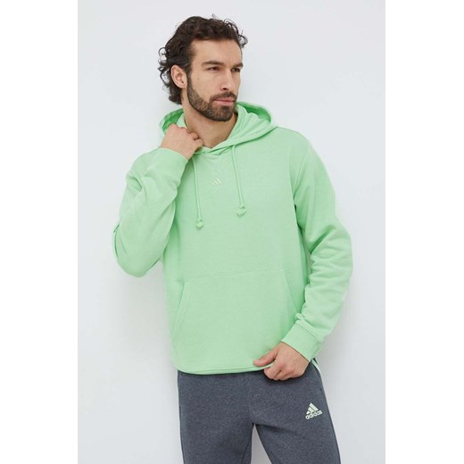 adidas bluza męska kolor zielony z kapturem gładka IX3951 ze sklepu ANSWEAR.com w kategorii Bluzy męskie - zdjęcie 167962202