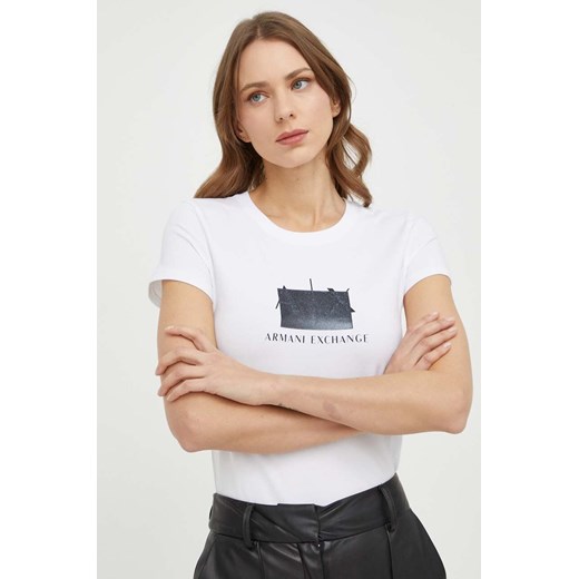 Armani Exchange t-shirt damski kolor biały 3DYT51 YJETZ ze sklepu ANSWEAR.com w kategorii Bluzki damskie - zdjęcie 167962351