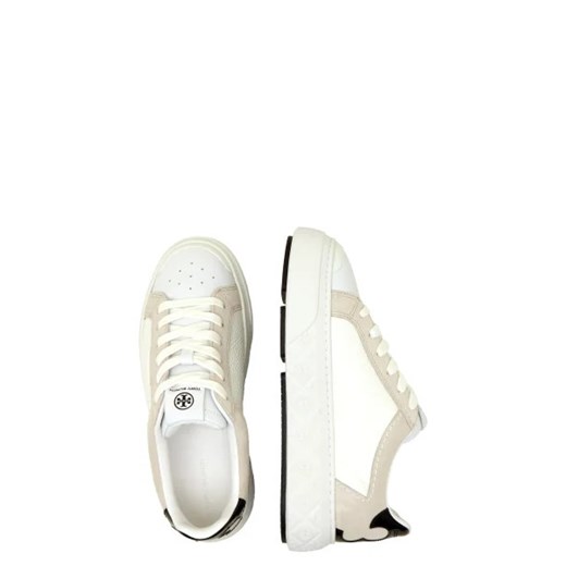 Buty sportowe damskie białe Tory Burch sneakersy sznurowane skórzane na platformie 