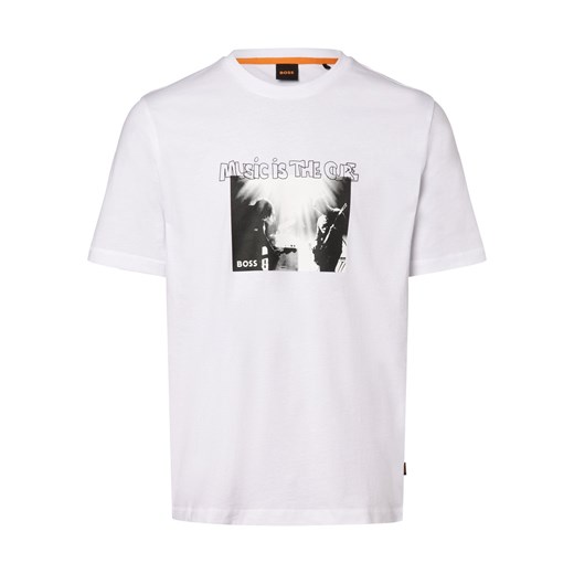 BOSS Orange Koszulka męska - TeScorpion Mężczyźni Bawełna biały nadruk ze sklepu vangraaf w kategorii T-shirty męskie - zdjęcie 167967121