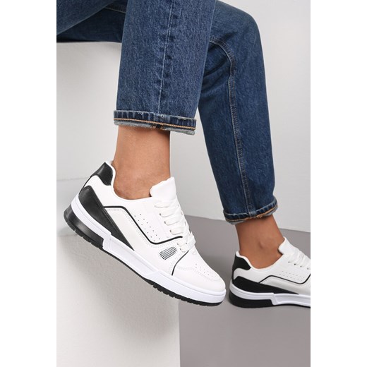 Biało-Czarne Sneakersy Sznurowane z Ekoskóry Fondil Renee 39 wyprzedaż renee.pl