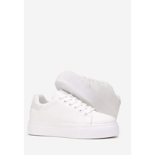 Białe Sznurowane Sneakersy z Cholewką przed Kostkę Narelina Renee 39 okazyjna cena renee.pl
