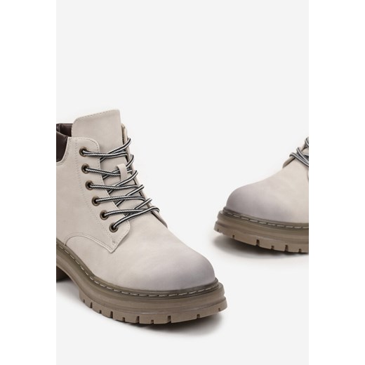 Beżowe Traperki z Ociepleniem i Sznurowaniem Almudena Renee 38 okazja renee.pl