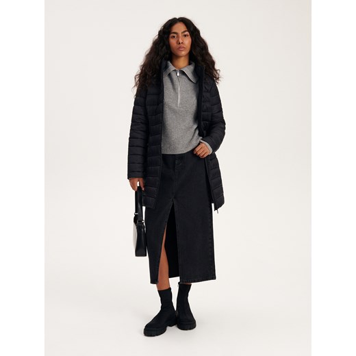 Reserved - Pikowany płaszcz - czarny ze sklepu Reserved w kategorii Płaszcze damskie - zdjęcie 168078531