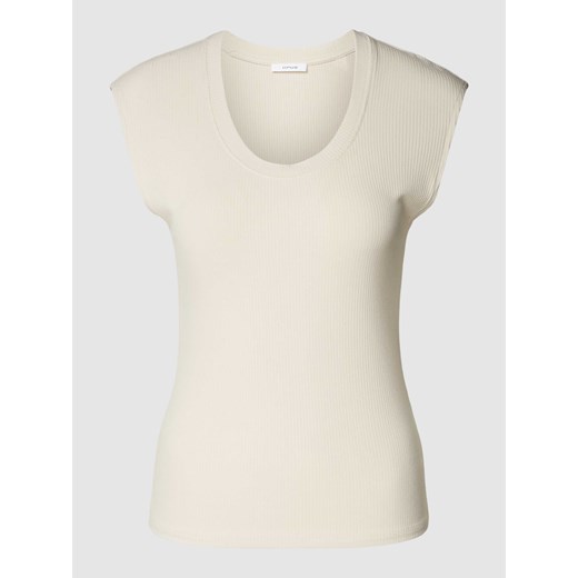 T-shirt z mieszanki wiskozy z efektem prążkowania model ‘Samola’ ze sklepu Peek&Cloppenburg  w kategorii Bluzki damskie - zdjęcie 168084811