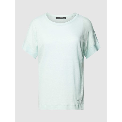 T-shirt z czystego lnu z detalem z logo ze sklepu Peek&Cloppenburg  w kategorii Bluzki damskie - zdjęcie 168085584