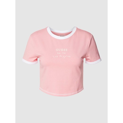 T-shirt krótki z nadrukiem z napisem model ‘SIGNATURE CROP TEE’ ze sklepu Peek&Cloppenburg  w kategorii Bluzki damskie - zdjęcie 168089574