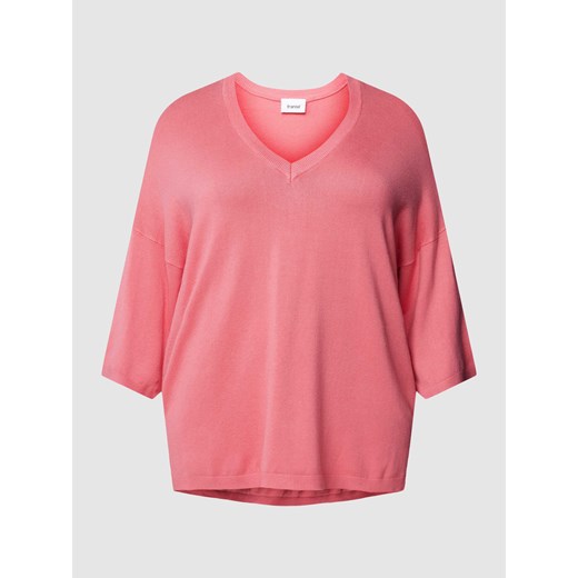 Sweter z dzianiny PLUS SIZE z dekoltem w serek model ‘Blume’ ze sklepu Peek&Cloppenburg  w kategorii Swetry damskie - zdjęcie 168090134