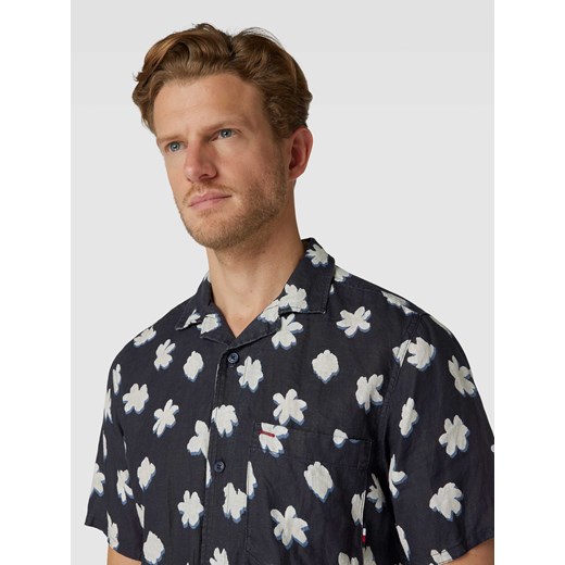 Koszula lniana z kwiatowym wzorem na całej powierzchni model ‘MONO FLOWER’ Tommy Hilfiger XL promocyjna cena Peek&Cloppenburg 