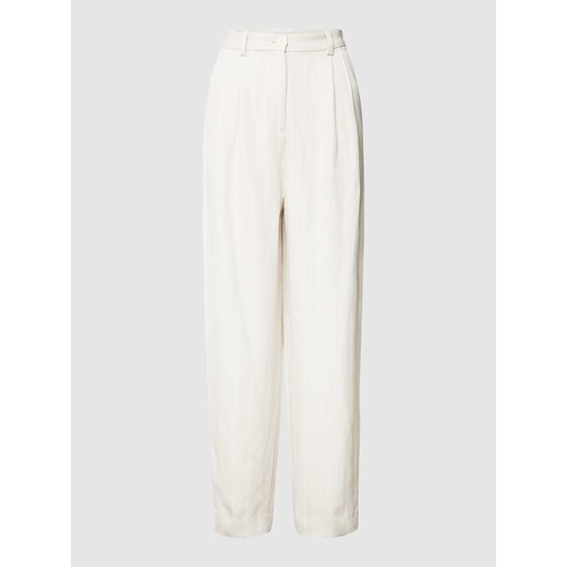Spodnie materiałowe o kroju tapered fit z czystej wiskozy ze wzorem w paski ze sklepu Peek&Cloppenburg  w kategorii Spodnie damskie - zdjęcie 168092511
