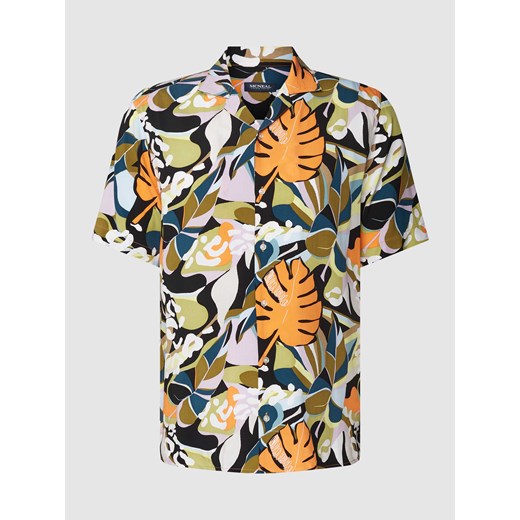 Koszula casualowa o kroju tailored fit z wiskozy ze wzorem na całej powierzchni ze sklepu Peek&Cloppenburg  w kategorii Koszule męskie - zdjęcie 168101901