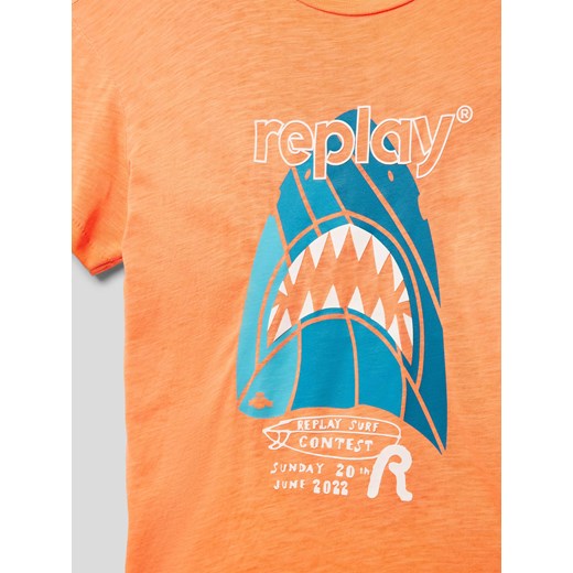 T-shirt z nadrukiem z logo Replay 164 okazyjna cena Peek&Cloppenburg 