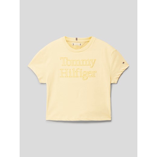 Bluzka dziewczęca żółta Tommy Hilfiger z krótkimi rękawami 