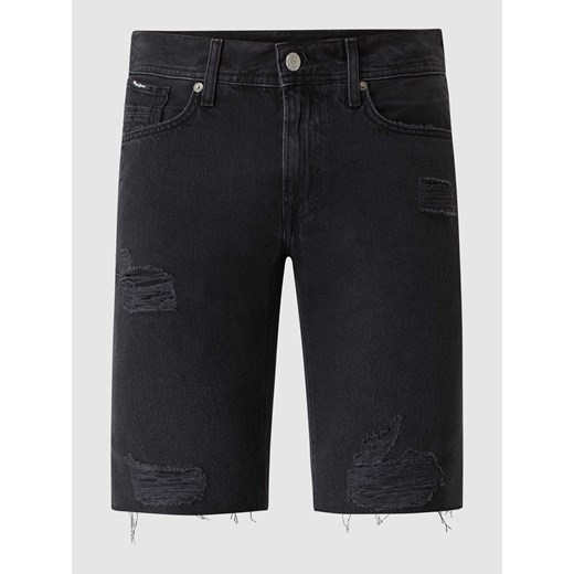 Szorty jeansowe o kroju tapered fit z bawełny ze sklepu Peek&Cloppenburg  w kategorii Spodenki męskie - zdjęcie 168116373