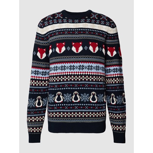 Sweter z dzianiny we wzory na całej powierzchni ze sklepu Peek&Cloppenburg  w kategorii Swetry męskie - zdjęcie 168116643