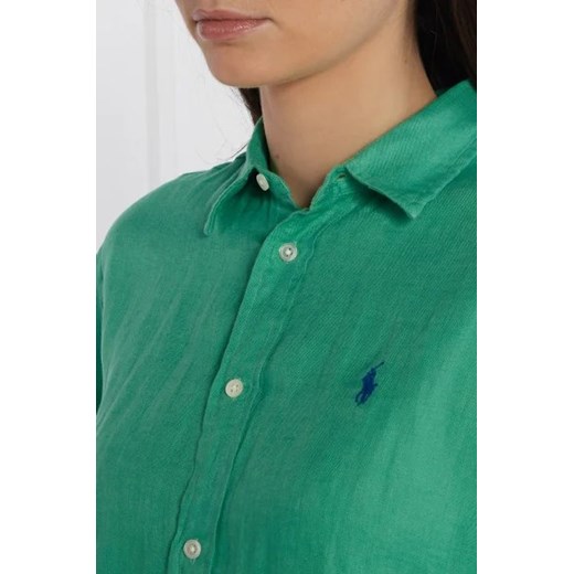 Koszula damska Polo Ralph Lauren na wiosnę zielona z lnu 