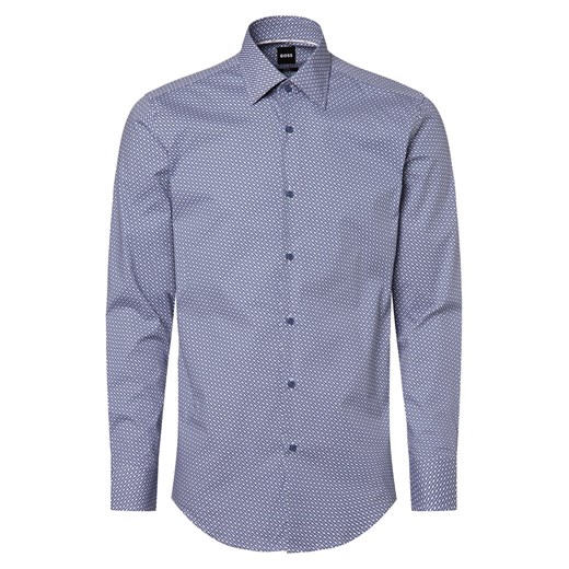 BOSS Koszula męska Mężczyźni Slim Fit Bawełna niebieski wzorzysty ze sklepu vangraaf w kategorii Koszule męskie - zdjęcie 168119940