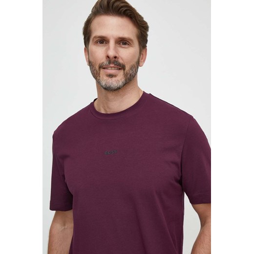 BOSS t-shirt BOSS ORANGE męski kolor fioletowy gładki S ANSWEAR.com